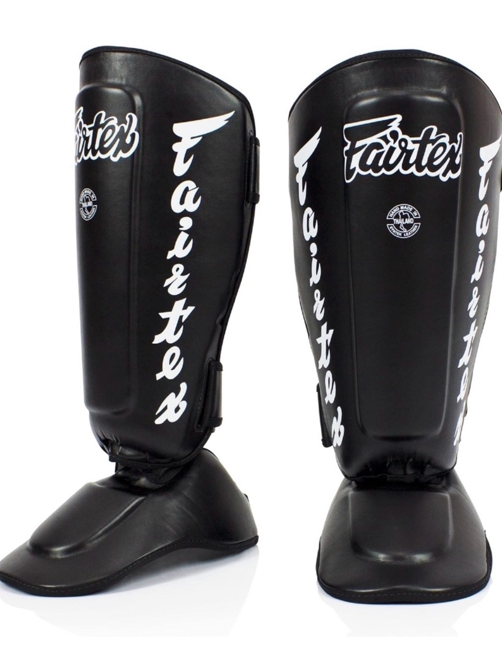 New Fairtex Black Shin Guards - Protective Muai Thai MMA Gear XL